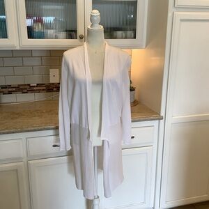 Neiman Marcus White Long Cardigan Open Front Size Large